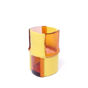 Bamboo Vase - Clear Antique Pink, Pastel Yellow