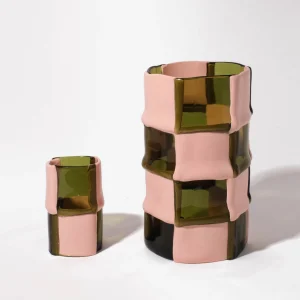 Bamboo Vase - Clear Bottle Green, Matt Salmon