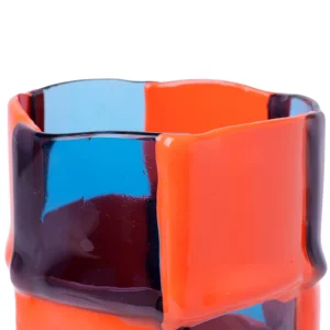 Bamboo Vase - Clear Light Blue, Matt Pastel Orange