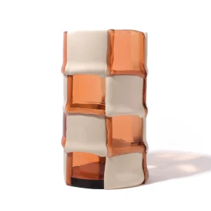 Bamboo Vase - Clear Light Ruby And Matt Champagne