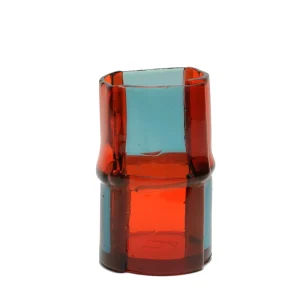 Bamboo Vase - Clear Red And Clear Aqua