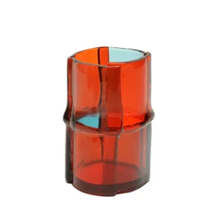 Bamboo Vase - Clear Red And Clear Aqua