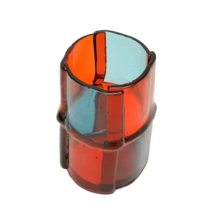 Bamboo Vase - Clear Red And Clear Aqua