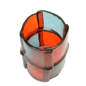 Bamboo Vase - Clear Red And Clear Aqua
