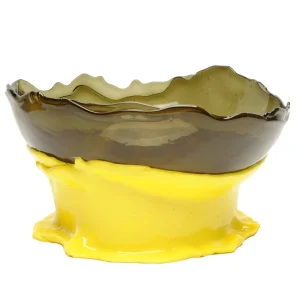 Big Collina Vase - Clear Fumè And Matt Lemon Yellow