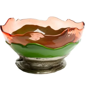 Big Collina Vase Extra - Clear Ruby, Matt Green And Bronze