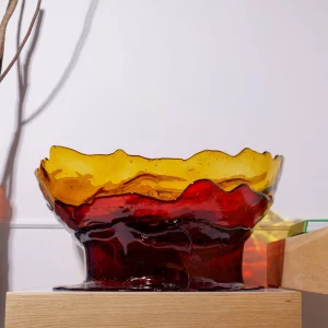 Big Collina Vase Extra Colour - Clear Amber And Dark Ruby