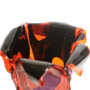 Bromelia Vase - Clear Red, Purple Leather