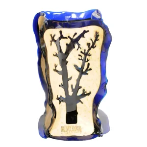 Cerrado Vase - Clear Blue, Beige Leather