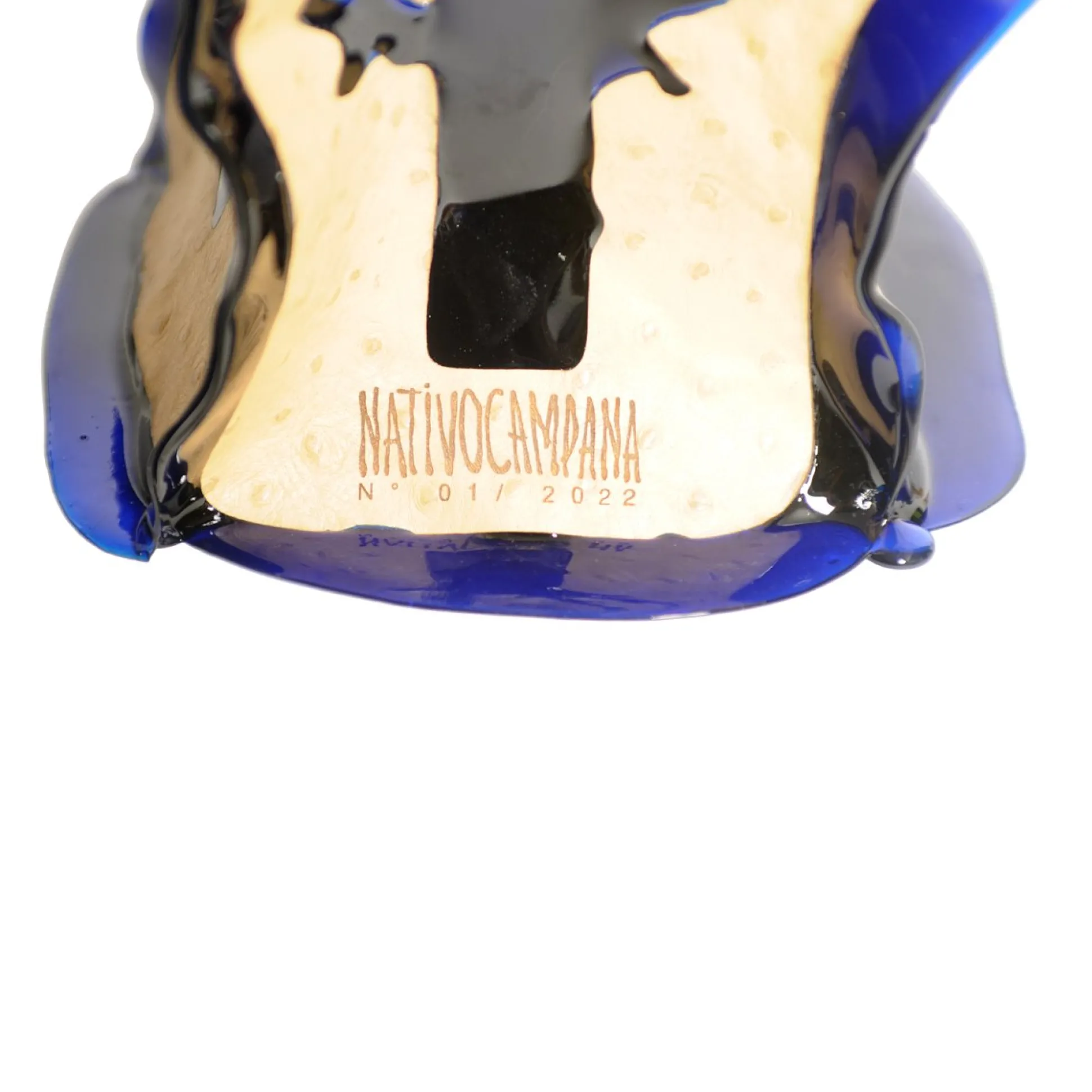 cerrado_vase__clear_blue__2.webp Cerrado Vase - Clear Blue, Beige Leather