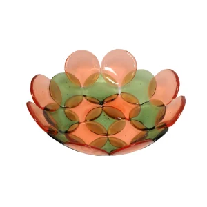 Circle Basket - Clear Bottle Green And Light Ruby