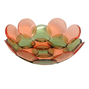 Circle Basket - Clear Bottle Green And Light Ruby