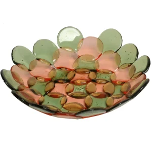Circle Basket - Clear Bottle Green And Light Ruby