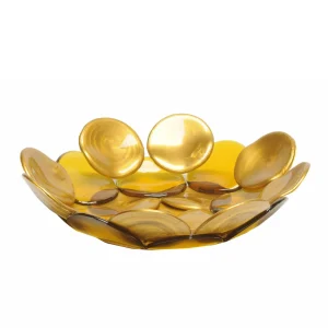 Circle Basket - Matt Gold, Clear Amber