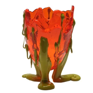 Clear Special Vase - Clear Orange, Matt Dusty Green