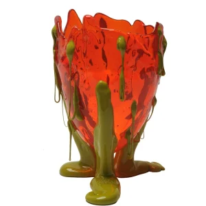 Clear Special Vase - Clear Orange, Matt Dusty Green