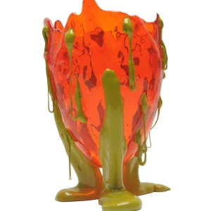 Clear Special Vase - Clear Orange, Matt Dusty Green