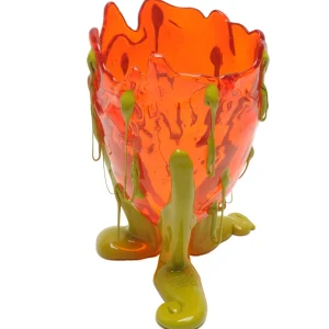 Clear Special Vase - Clear Orange, Matt Dusty Green