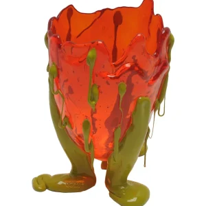 Clear Special Vase - Clear Orange, Matt Dusty Green