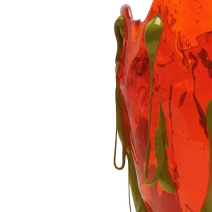 Clear Special Vase - Clear Orange, Matt Dusty Green