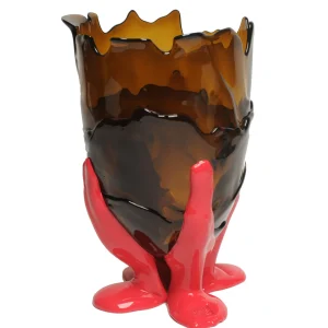 Clear  Vase - Clear Brown And Matt Fuchsia