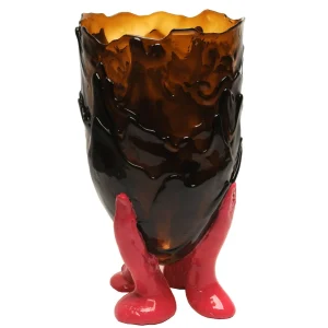 Clear Vase - Clear Brown And Matt Fuchsia