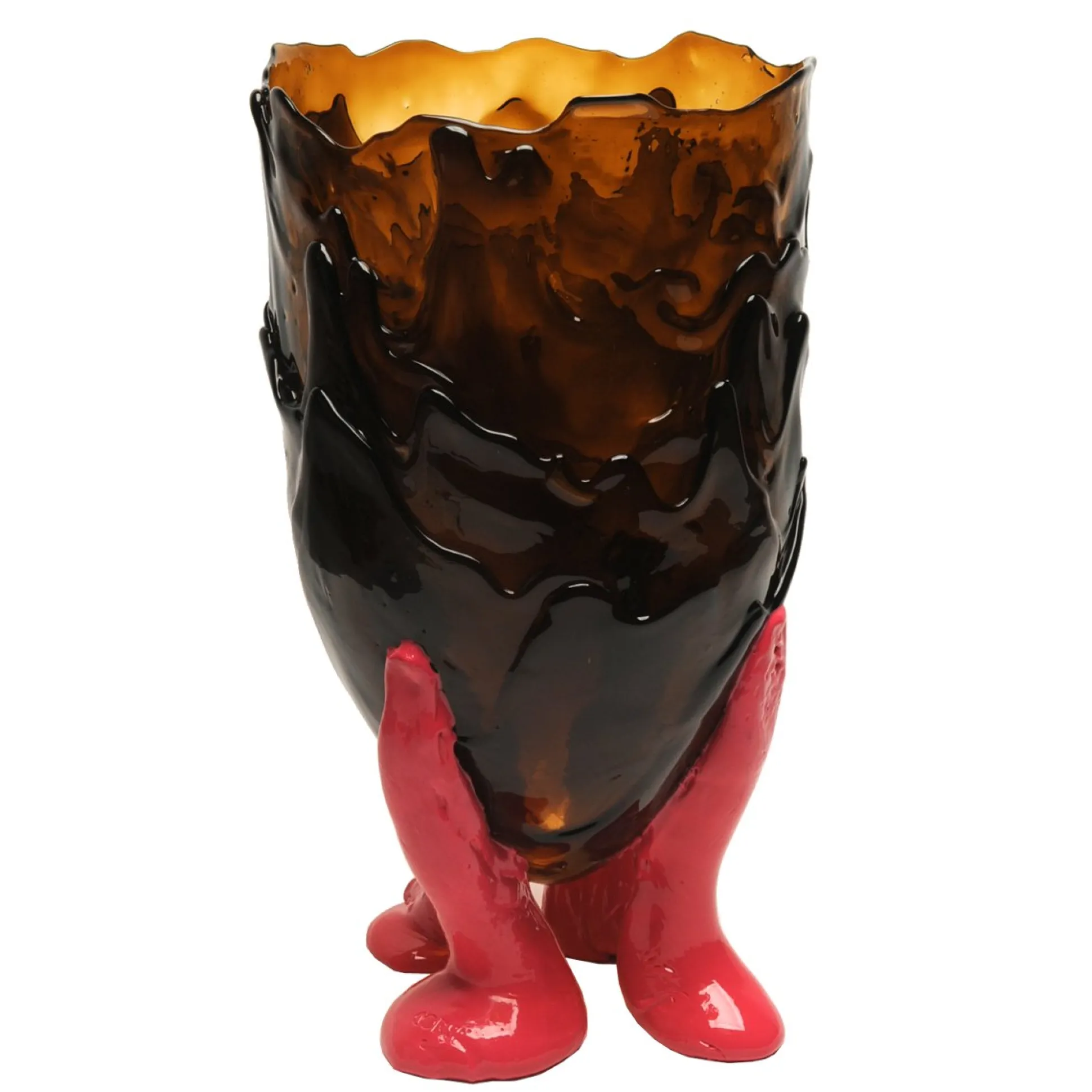 clear_vase__clear_brown_a_4.webp Clear Vase - Clear Brown And Matt Fuchsia