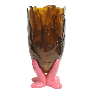 Clear Vase - Clear Brown And Matt Fuchsia