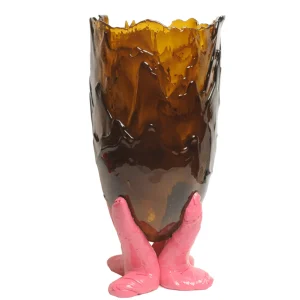 Clear Vase - Clear Brown And Matt Fuchsia