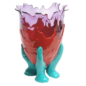 Clear Vase Extra Colour - Clear Lilac, Matt Red And Turquoise