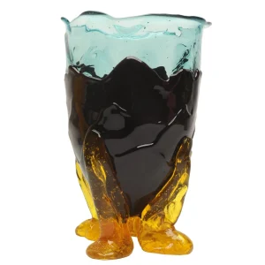 Clear Vase Extra Colour - Clear Aqua, Matt Aubergine And Clear Yellow