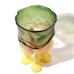 Clear Vase Extra Colour - Clear Bottle Green, Clear Light Ruby And Matt Pastel Yellow
