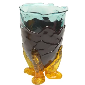 Clear Vase Extra Colour - Clear Aqua, Matt Aubergine And Clear Yellow