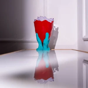 Clear Vase Extra Colour - Clear Lilac, Matt Red And Turquoise
