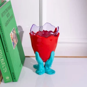 Clear Vase Extra Colour - Clear Lilac, Matt Red And Turquoise