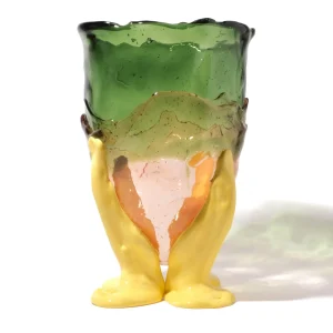 Clear Vase Extra Colour - Clear Bottle Green, Clear Light Ruby And Matt Pastel Yellow