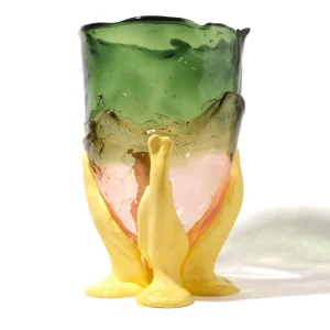 Clear Vase Extra Colour - Clear Bottle Green, Clear Light Ruby And Matt Pastel Yellow