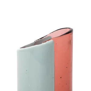 Cut Vase S - Clear Antique Pink And Matt Aqua