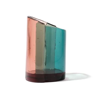 Cut Vase S - Clear Aqua And Clear Antique Pink