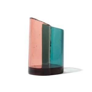 Cut Vase S - Clear Aqua And Clear Antique Pink