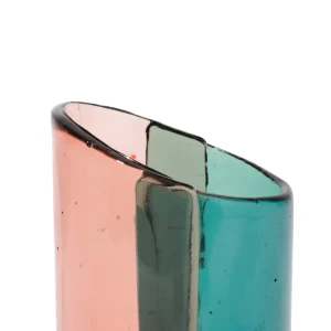 Cut Vase S - Clear Aqua And Clear Antique Pink