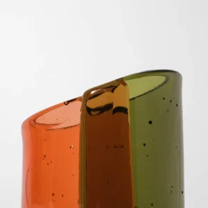Cut Vase S - Clear Light Ruby, Bottle Green