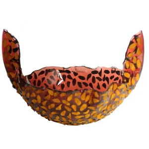 Flora Fruit Bowl - Clear Rose Pink, Brown Leather