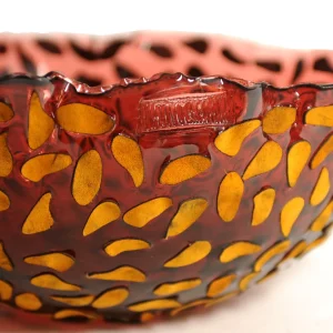 Flora Fruit Bowl - Clear Rose Pink, Brown Leather