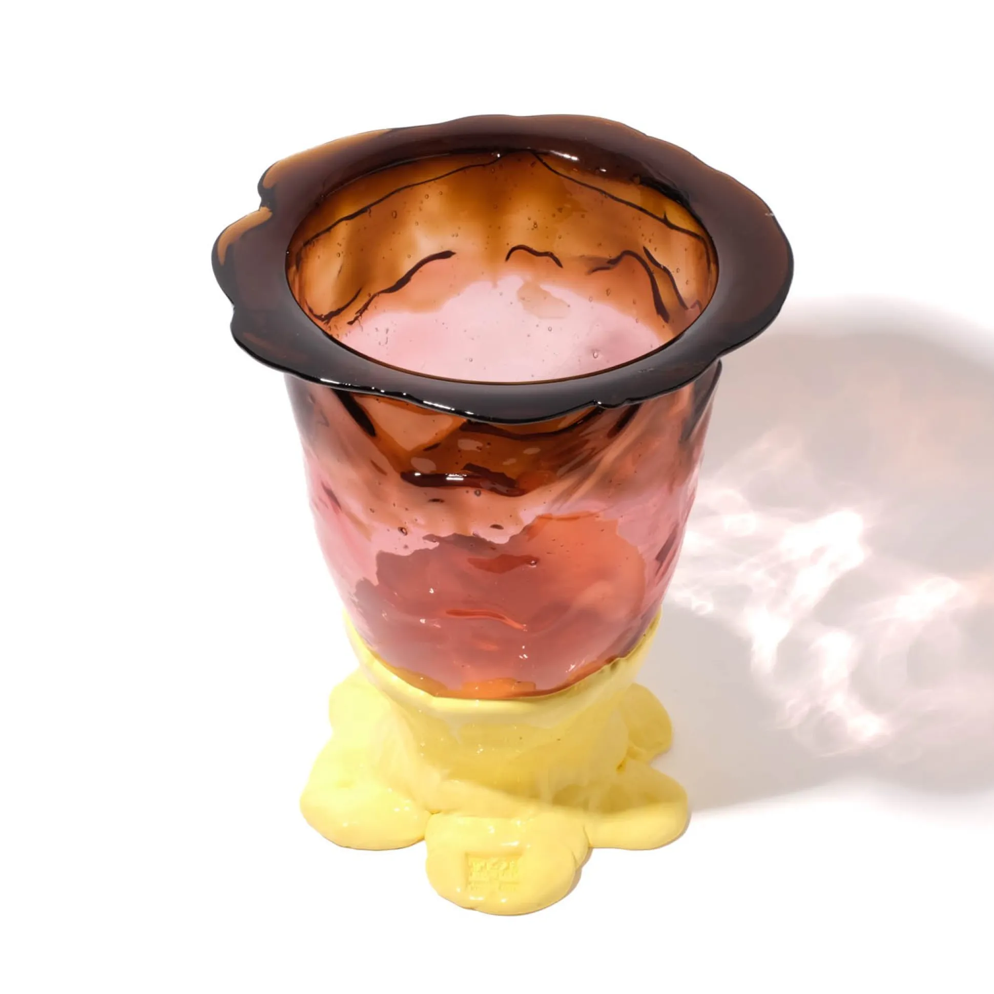 flower_vase__clear_brown__2.webp Flower Vase - Clear Brown, Clear Antique Pink And Matt Pastel Yellow