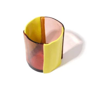 Four Lines Vase - Clear Antique Pink And Matt Fluo Yellow