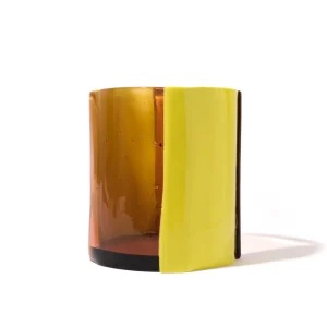 Four Lines Vase - Clear Antique Pink And Matt Fluo Yellow