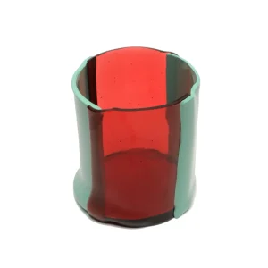 Four Lines Vase - Clear Fuchsia And Matt Mint
