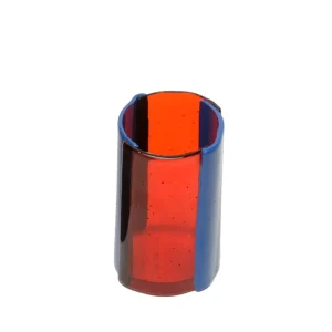 Four Lines Vase - Clear Red And Matt Dark Lavender