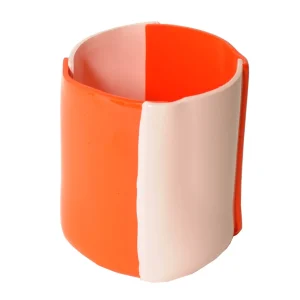 Four Lines Vase - Matt Orange, Matt Pink